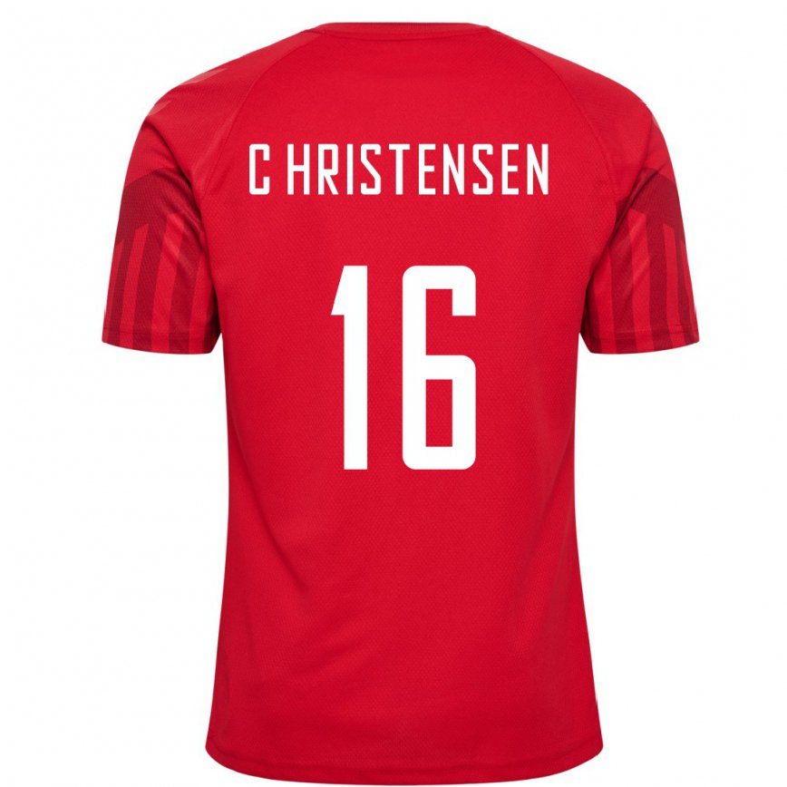 Herren Dänische Oliver Christensen #16 Rot Heimtrikot Trikot 22-24 Luxemburg