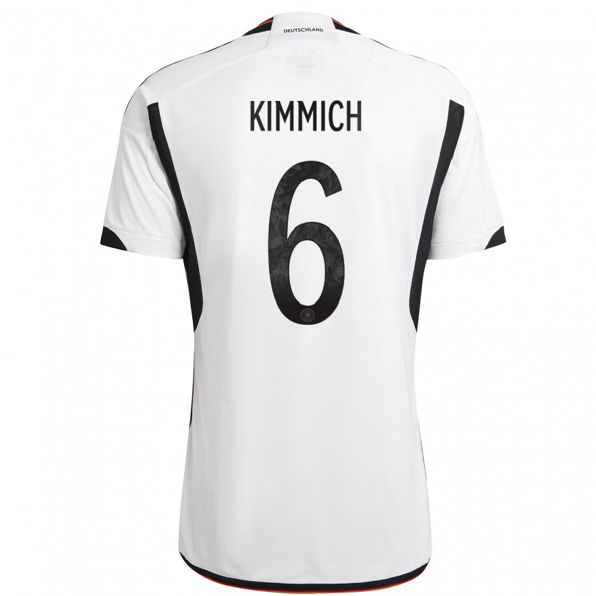 Herren Deutsche Joshua Kimmich #6 Weiß Schwarz Heimtrikot Trikot 22-24 Luxemburg