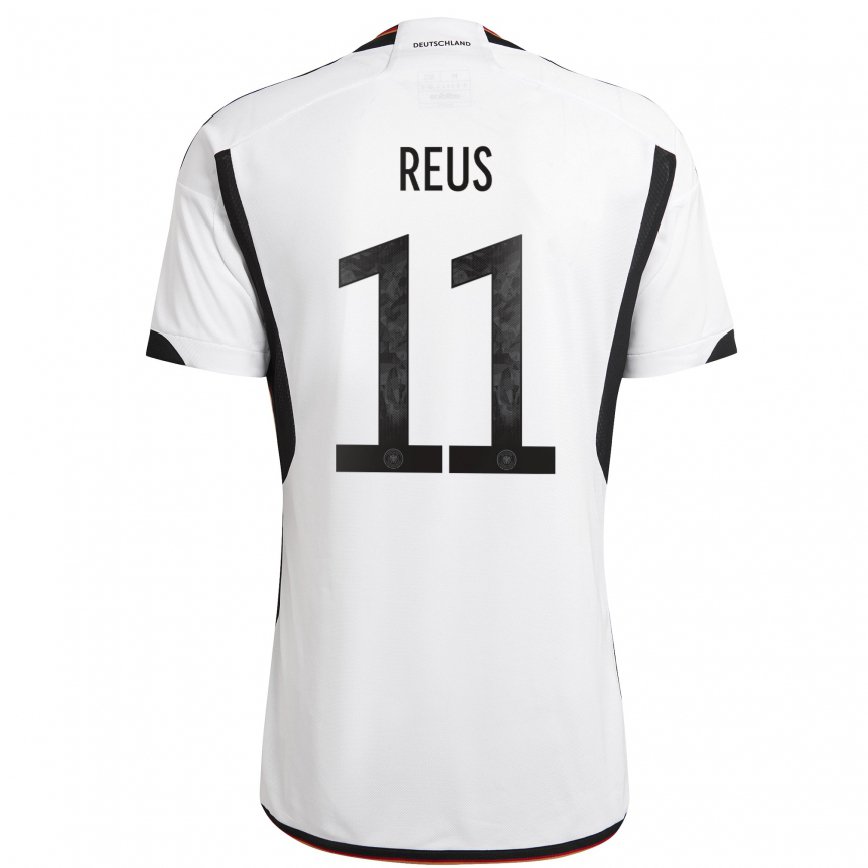 Herren Deutsche Marco Reus #11 Weiß Schwarz Heimtrikot Trikot 22-24 Luxemburg