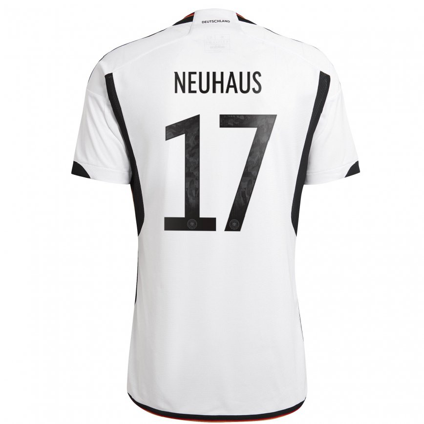 Herren Deutsche Florian Neuhaus #17 Weiß Schwarz Heimtrikot Trikot 22-24 Luxemburg