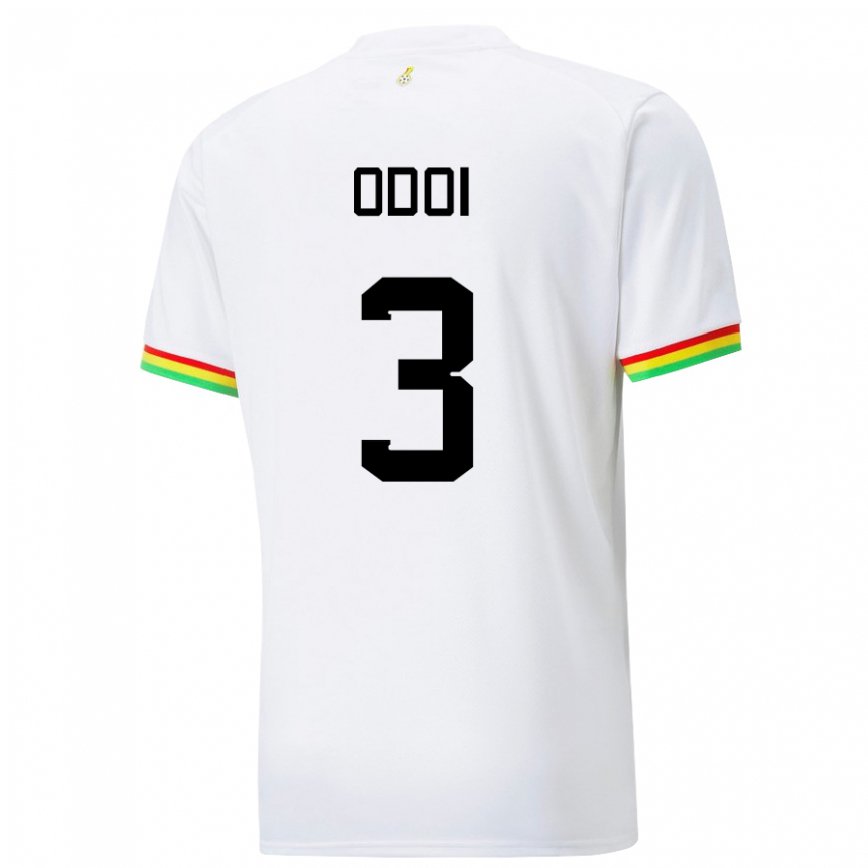 Herren Ghanaische Denis Odoi #3 Weiß Heimtrikot Trikot 22-24 Luxemburg