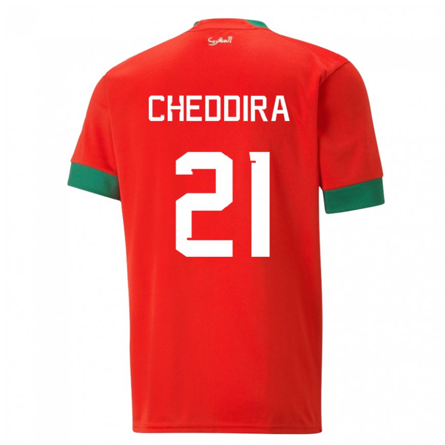 Herren Marokkanische Walid Cheddira #21 Rot Heimtrikot Trikot 22-24 Luxemburg