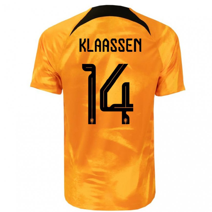 Herren Niederländische Davy Klaassen #14 Laser-orange Heimtrikot Trikot 22-24 Luxemburg