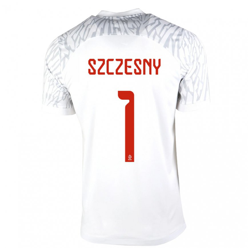 Herren Polnische Wojciech Szczesny #1 Weiß Heimtrikot Trikot 22-24 Luxemburg