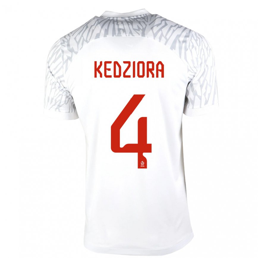 Herren Polnische Tomasz Kedziora #4 Weiß Heimtrikot Trikot 22-24 Luxemburg