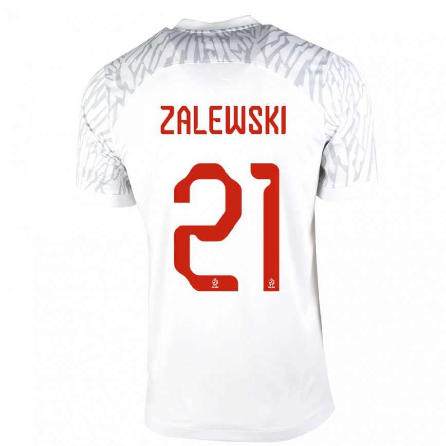 Herren Polnische Nicola Zalewski #21 Weiß Heimtrikot Trikot 22-24 Luxemburg
