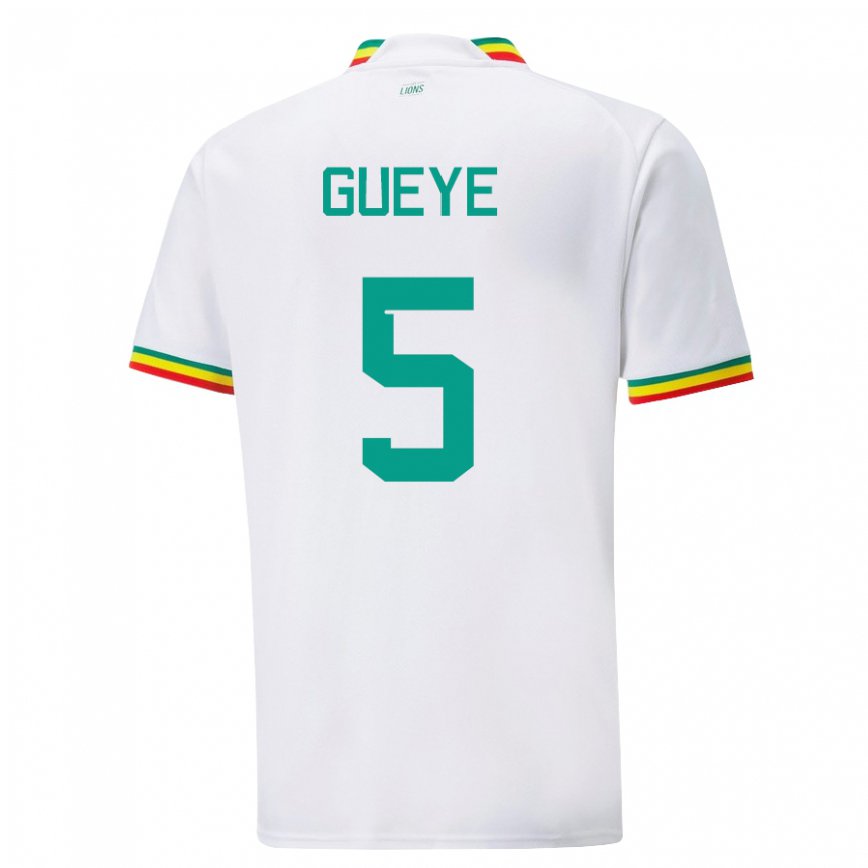 Herren Senegalesische Idrissa Gueye #5 Weiß Heimtrikot Trikot 22-24 Luxemburg