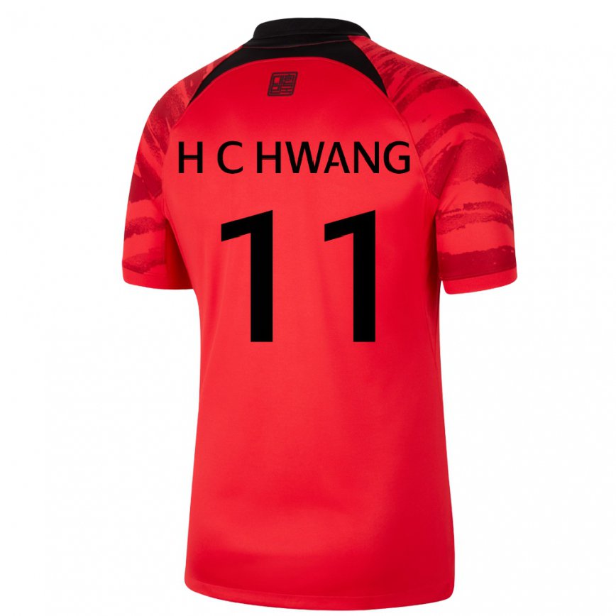 Herren Südkoreanische Hee-chan Hwang #11 Rot Schwarz Heimtrikot Trikot 22-24 Luxemburg