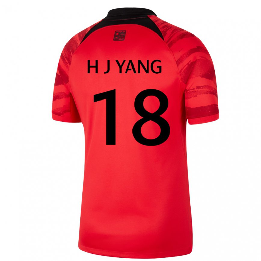 Herren Südkoreanische Hyun-jun Yang #18 Rot Schwarz Heimtrikot Trikot 22-24 Luxemburg