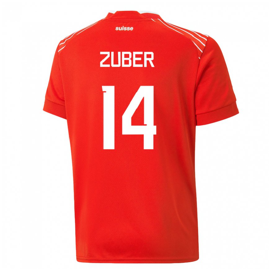 Herren Schweizer Steven Zuber #14 Rot Heimtrikot Trikot 22-24 Luxemburg