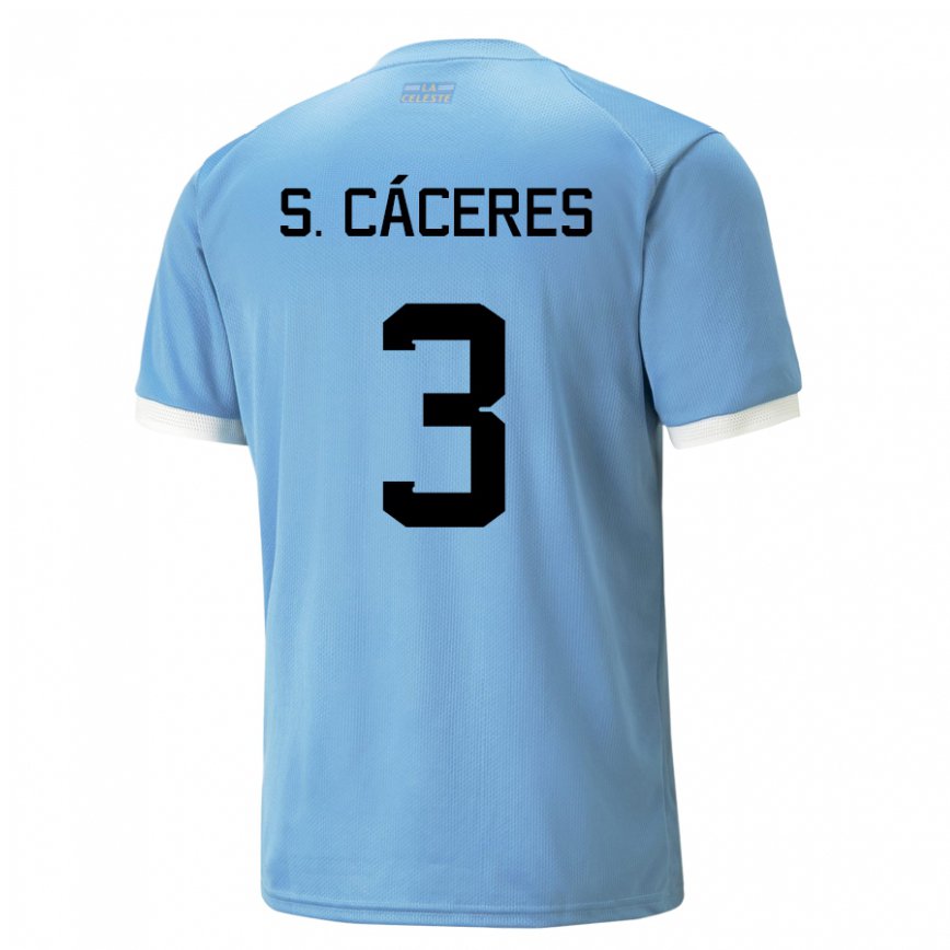 Herren Uruguayische Sebastian Caceres #3 Blau Heimtrikot Trikot 22-24 Luxemburg