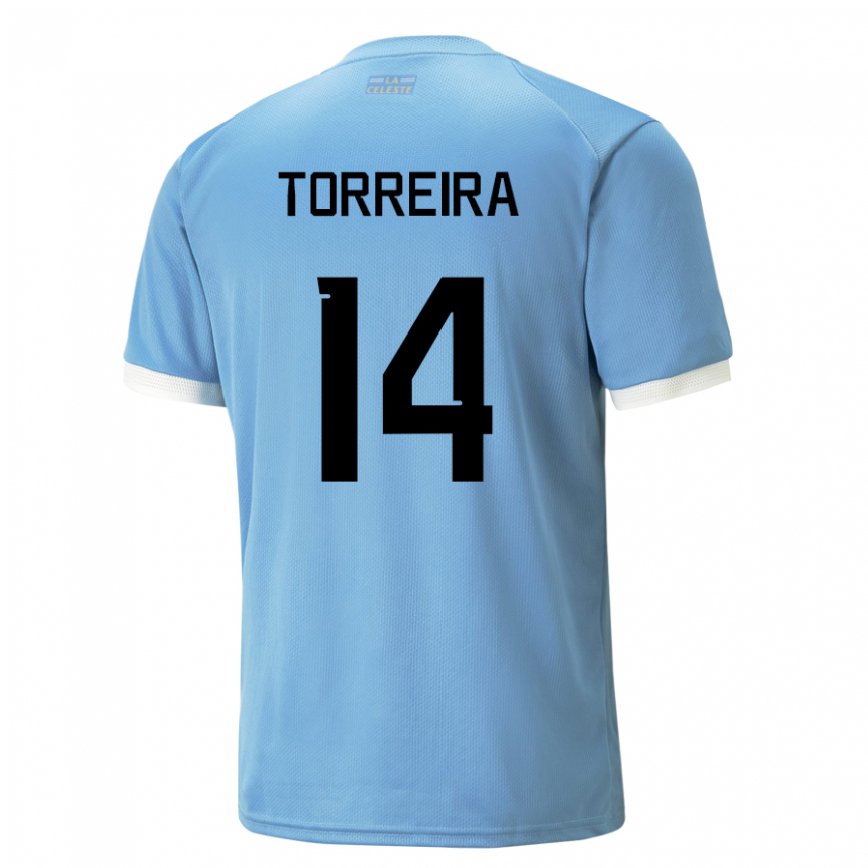Herren Uruguayische Lucas Torreira #14 Blau Heimtrikot Trikot 22-24 Luxemburg