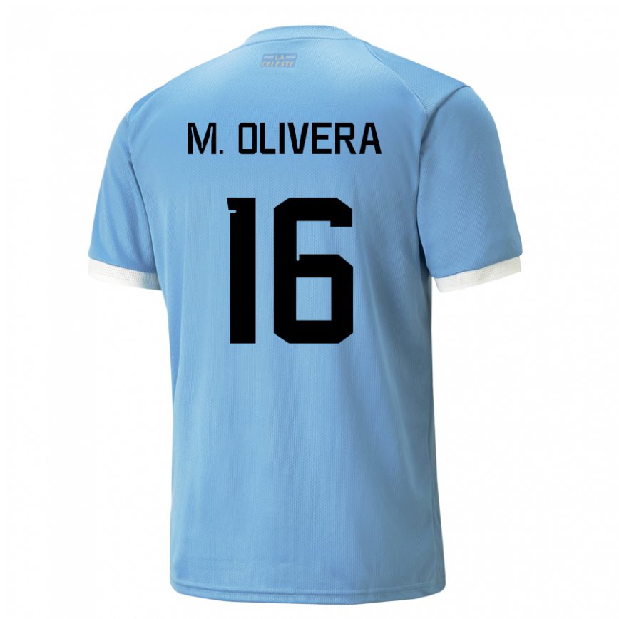 Herren Uruguayische Mathias Olivera #16 Blau Heimtrikot Trikot 22-24 Luxemburg