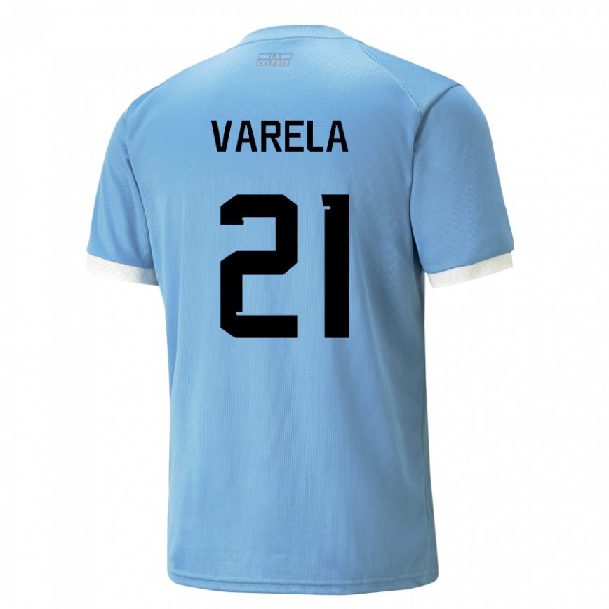 Herren Uruguayische Gullermo Varela #21 Blau Heimtrikot Trikot 22-24 Luxemburg