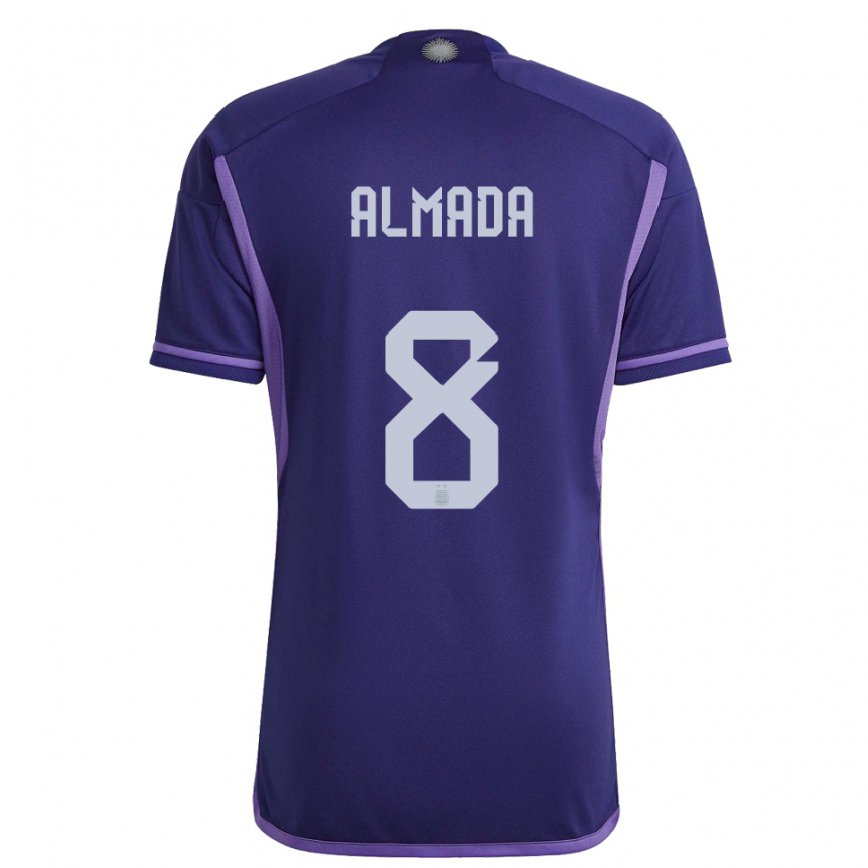 Herren Argentinische Thiago Almada #8 Violett Auswärtstrikot Trikot 22-24 Luxemburg