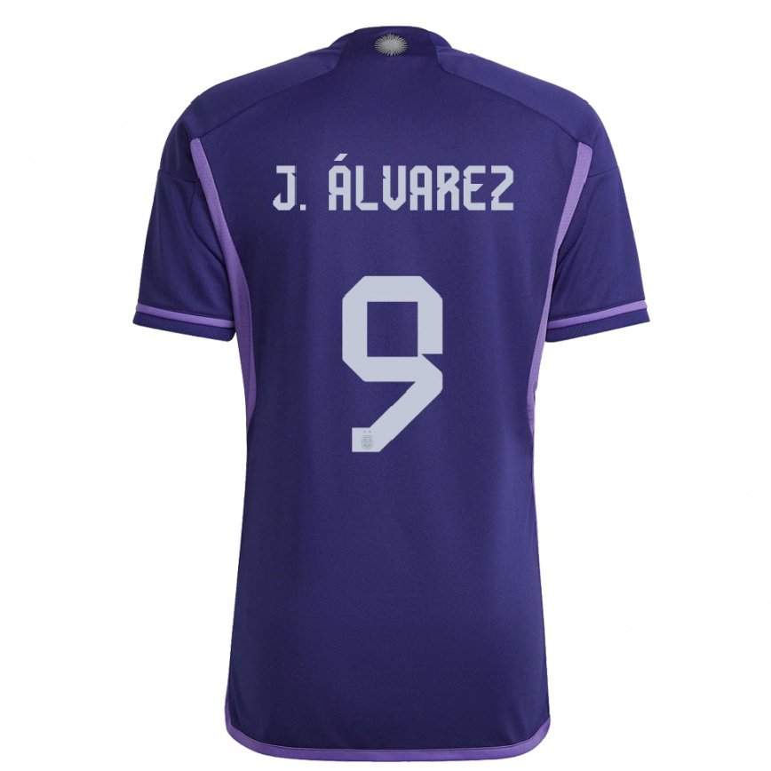 Herren Argentinische Julian Alvarez #9 Violett Auswärtstrikot Trikot 22-24 Luxemburg