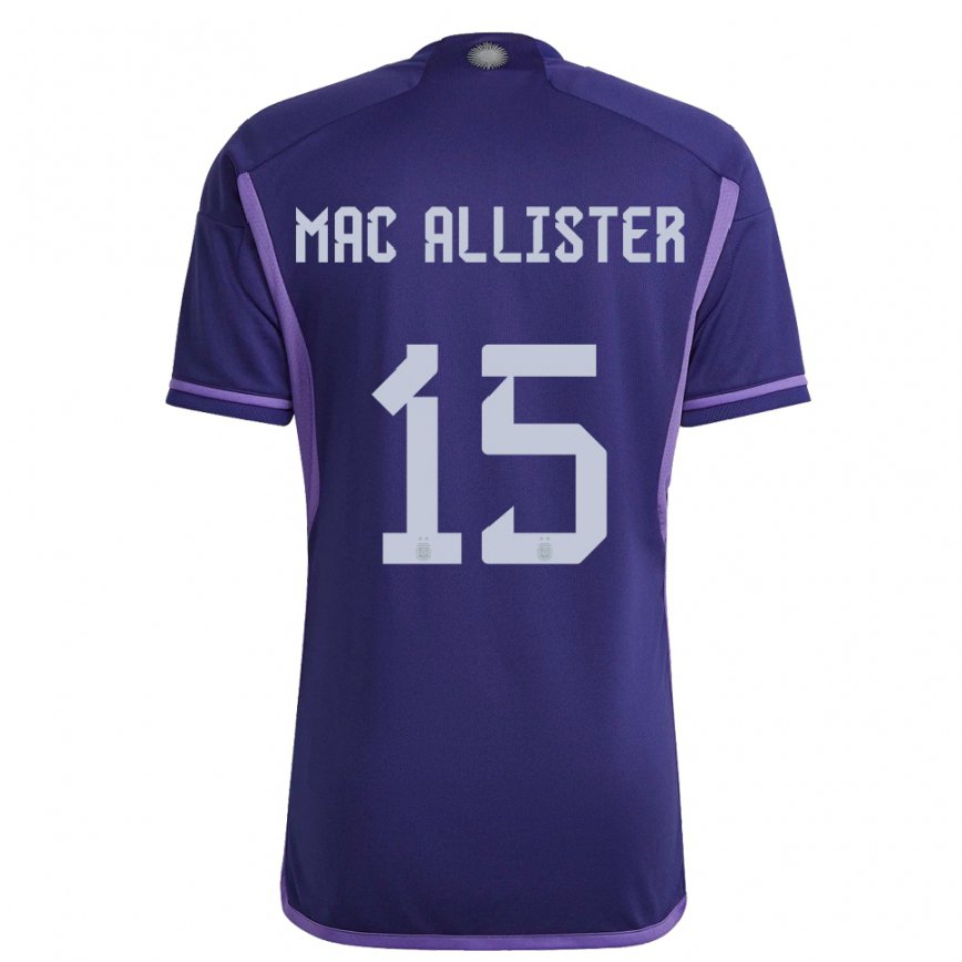 Herren Argentinische Alexis Mac Allister #15 Violett Auswärtstrikot Trikot 22-24 Luxemburg
