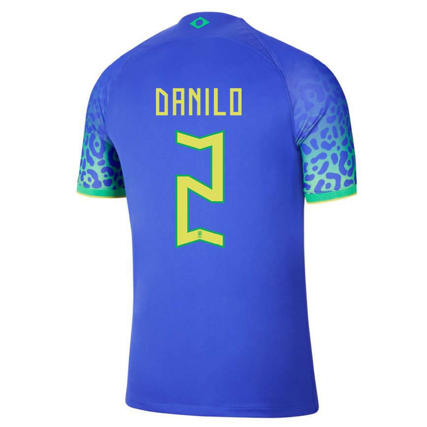Herren Brasilianische Danilo #2 Blau Auswärtstrikot Trikot 22-24 Luxemburg