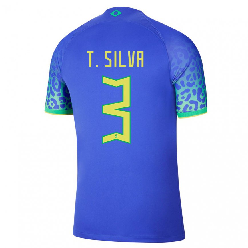 Herren Brasilianische Thiago Silva #3 Blau Auswärtstrikot Trikot 22-24 Luxemburg