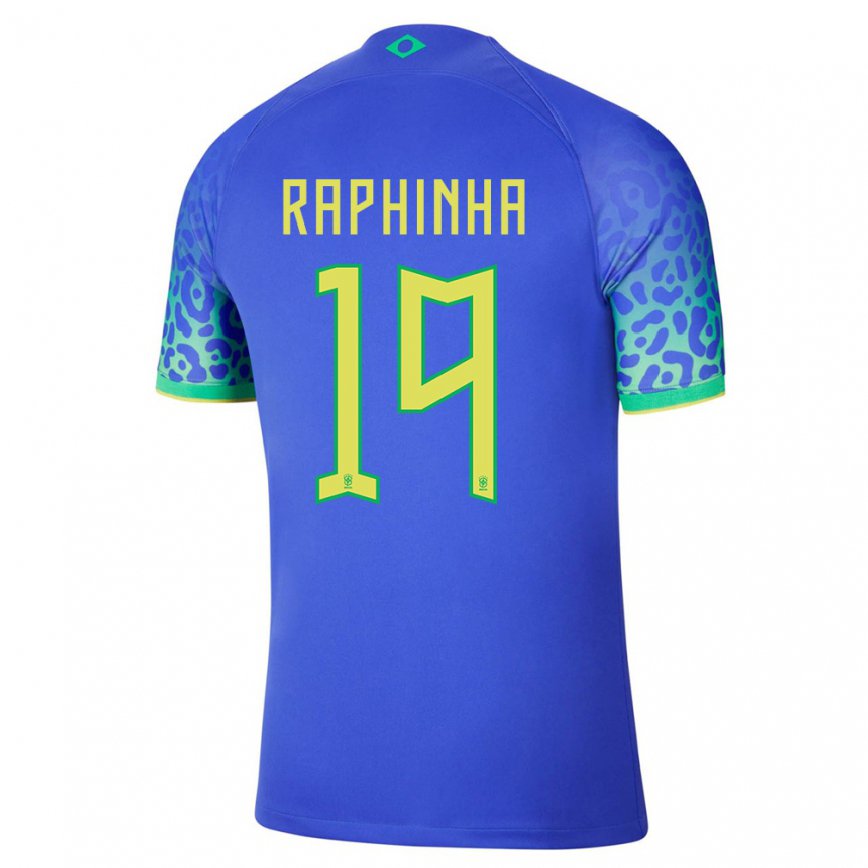 Herren Brasilianische Raphinha #19 Blau Auswärtstrikot Trikot 22-24 Luxemburg