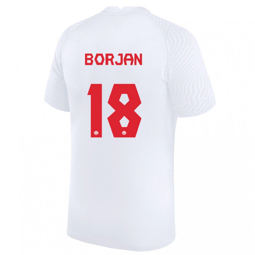 Herren Kanadische Milan Borjan #18 Weiß Auswärtstrikot Trikot 22-24 Luxemburg