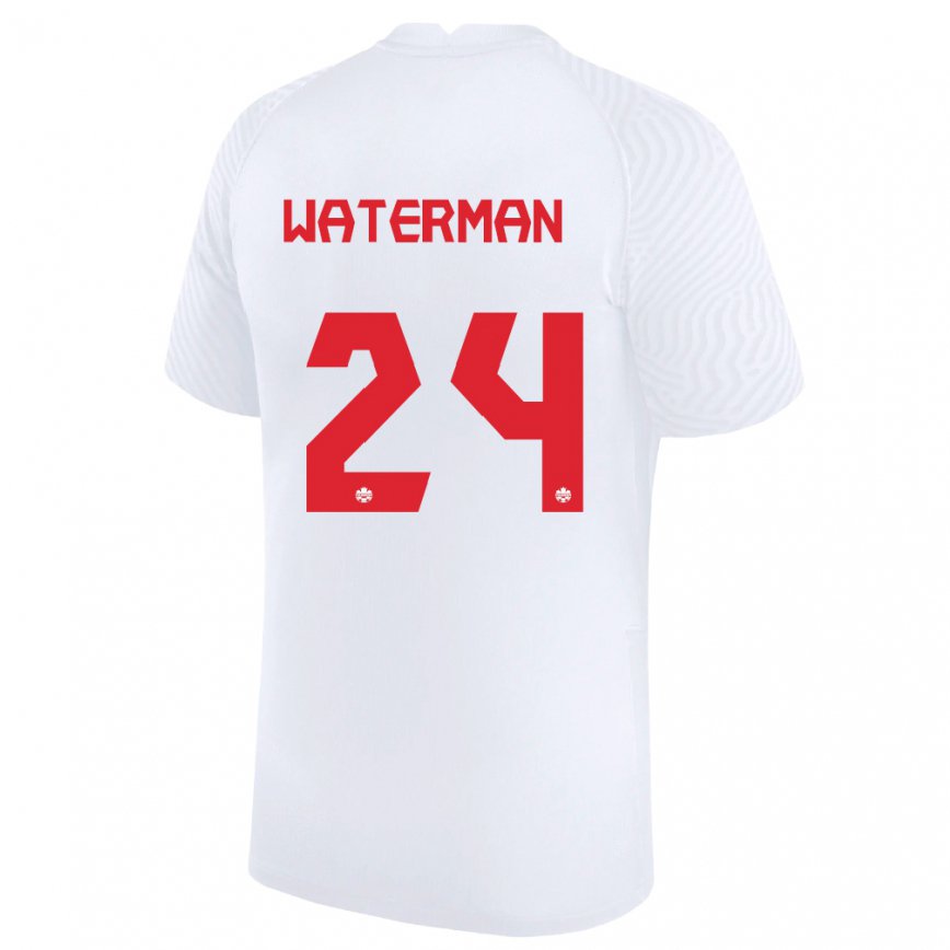 Herren Kanadische Joel Waterman #24 Weiß Auswärtstrikot Trikot 22-24 Luxemburg