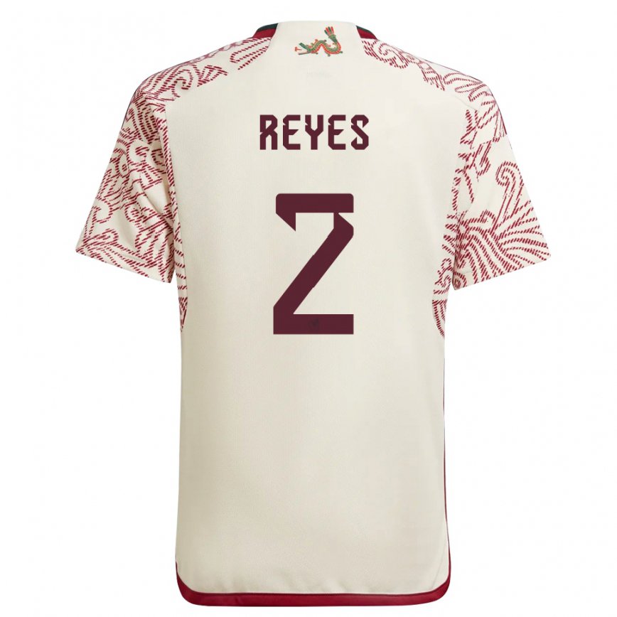 Herren Mexikanische Luis Reyes #2 Wunder Weiß Rot Auswärtstrikot Trikot 22-24 Luxemburg