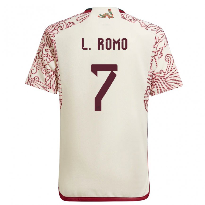 Herren Mexikanische Luis Romo #7 Wunder Weiß Rot Auswärtstrikot Trikot 22-24 Luxemburg