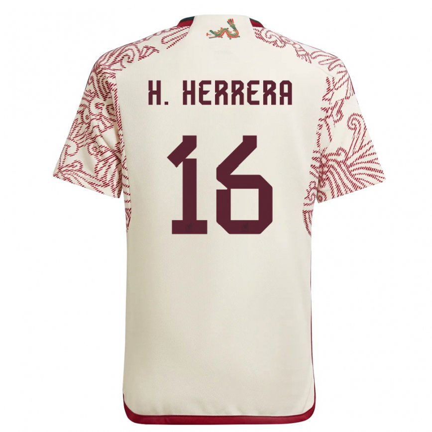 Herren Mexikanische Hector Herrera #16 Wunder Weiß Rot Auswärtstrikot Trikot 22-24 Luxemburg