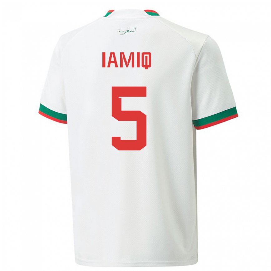 Herren Marokkanische Jawad Iamiq #5 Weiß Auswärtstrikot Trikot 22-24 Luxemburg