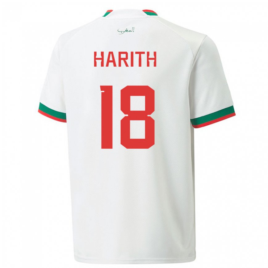 Herren Marokkanische Amine Harith #18 Weiß Auswärtstrikot Trikot 22-24 Luxemburg