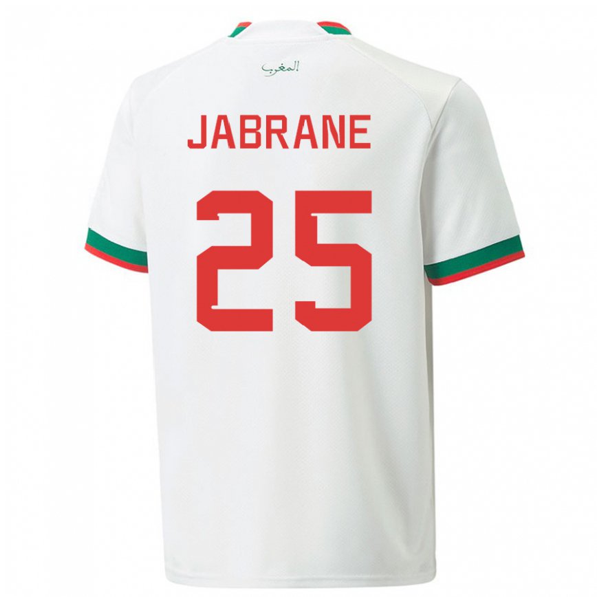 Herren Marokkanische Yahya Jabrane #25 Weiß Auswärtstrikot Trikot 22-24 Luxemburg
