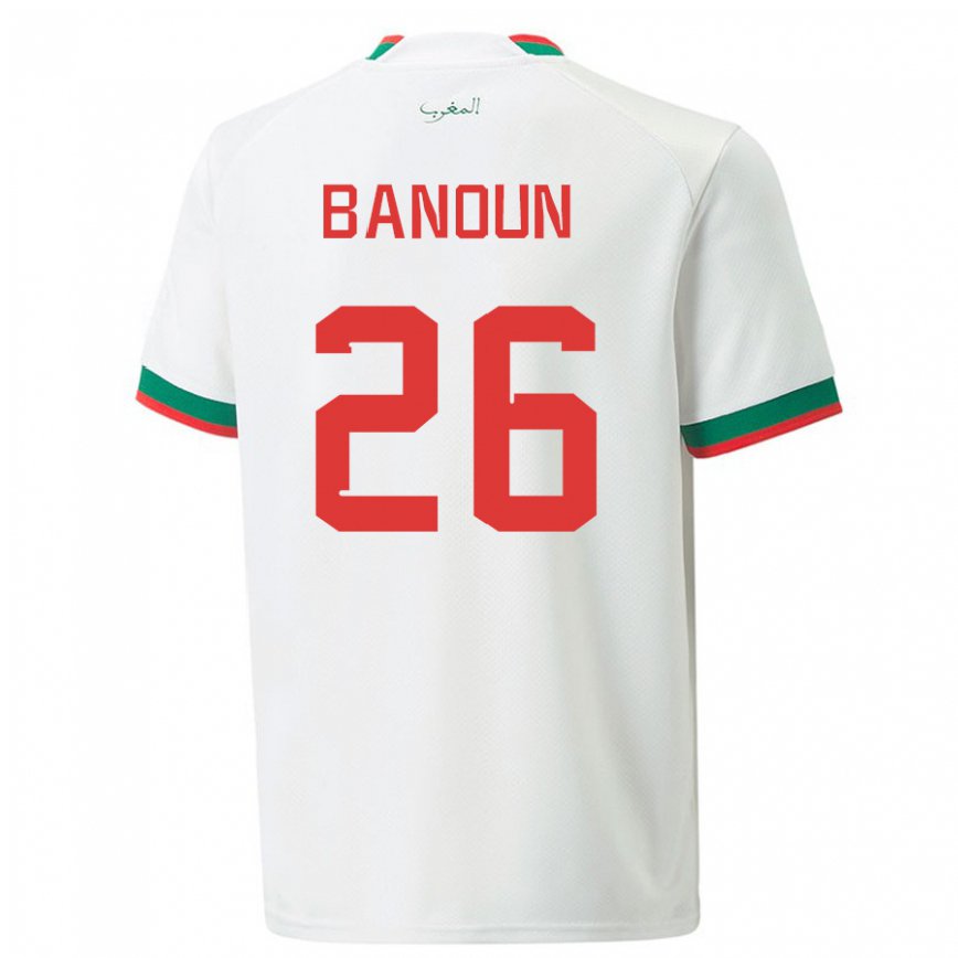 Herren Marokkanische Badr Banoun #26 Weiß Auswärtstrikot Trikot 22-24 Luxemburg