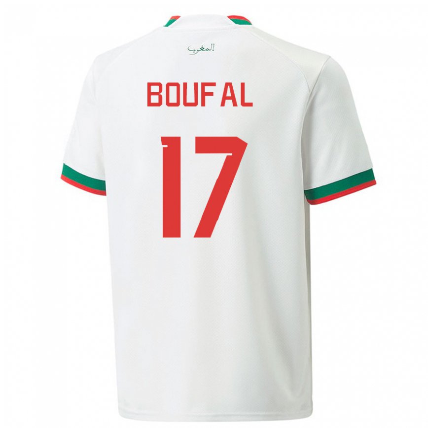 Herren Marokkanische Sofiane Boufal #17 Weiß Auswärtstrikot Trikot 22-24 Luxemburg