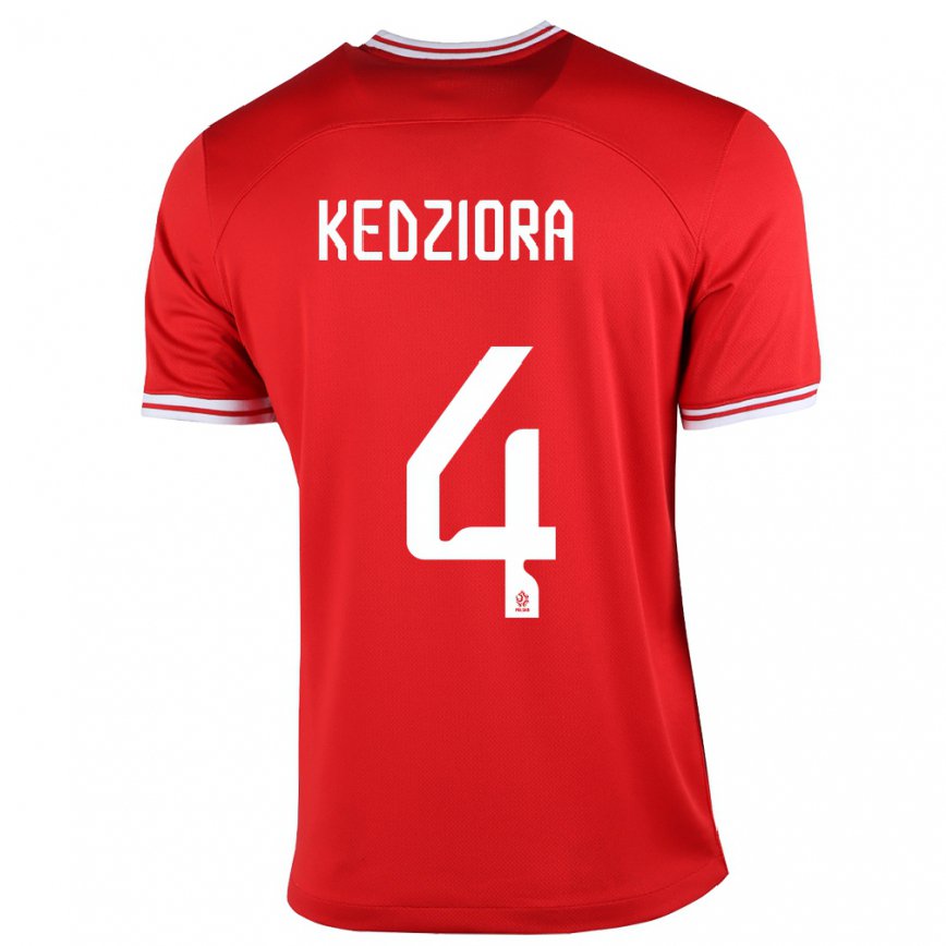 Herren Polnische Tomasz Kedziora #4 Rot Auswärtstrikot Trikot 22-24 Luxemburg