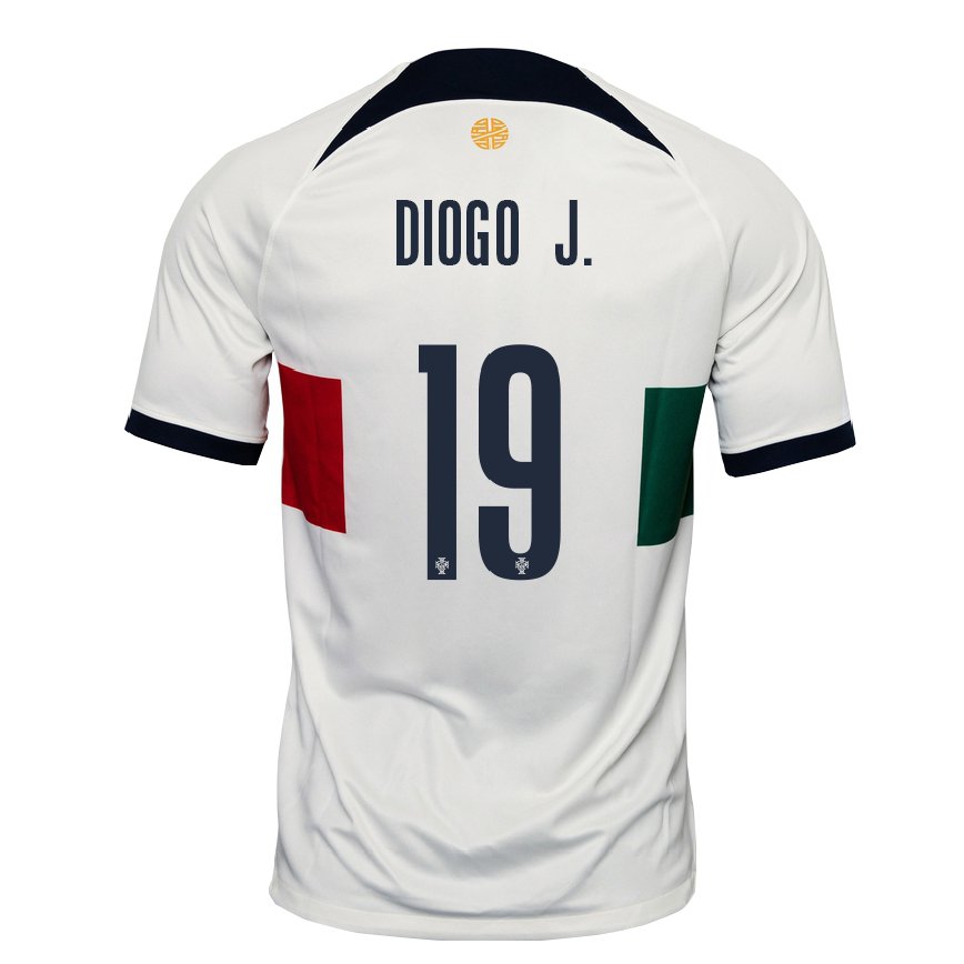 Herren Portugiesische Diogo Jota #19 Weiß Auswärtstrikot Trikot 22-24 Luxemburg