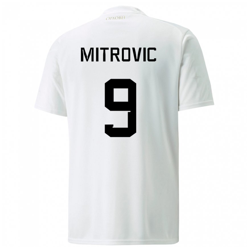 Herren Serbische Aleksandar Mitrovic #9 Weiß Auswärtstrikot Trikot 22-24 Luxemburg