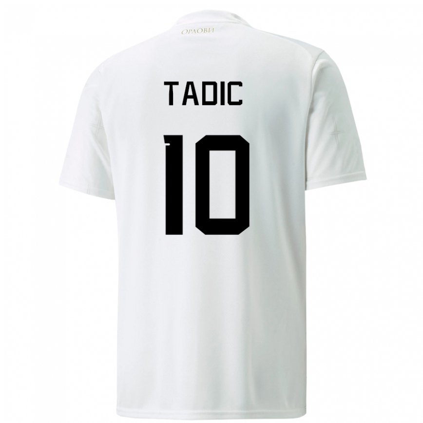 Herren Serbische Dusan Tadic #10 Weiß Auswärtstrikot Trikot 22-24 Luxemburg