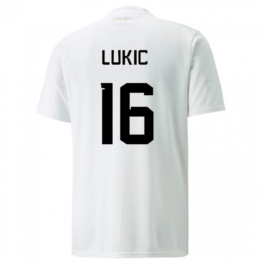 Herren Serbische Sasa Lukic #16 Weiß Auswärtstrikot Trikot 22-24 Luxemburg