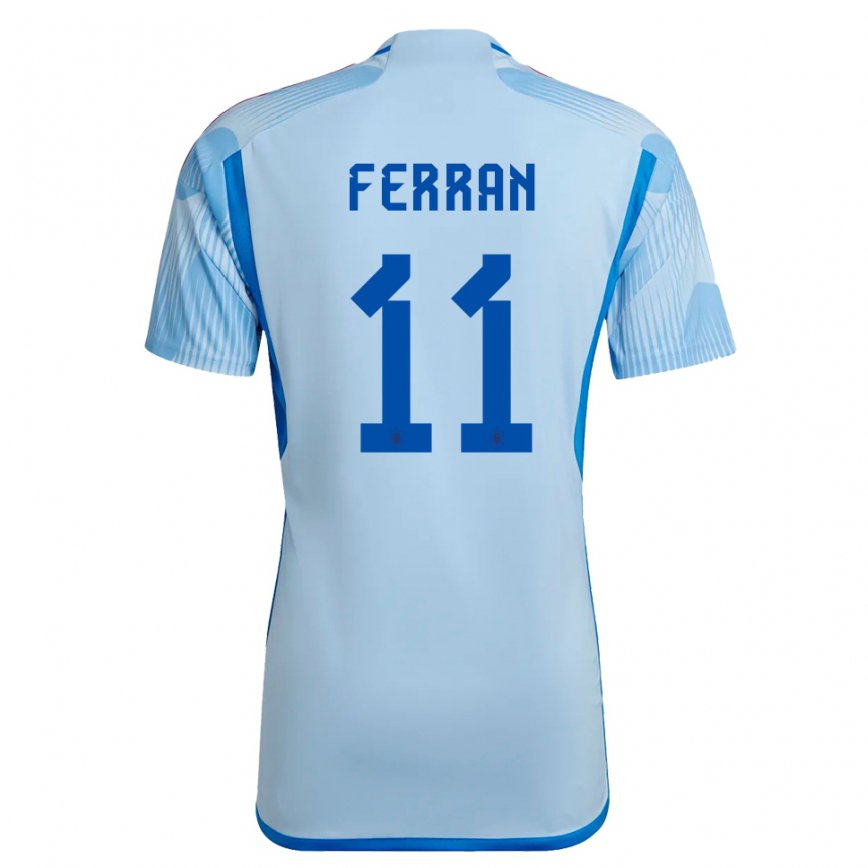 Herren Spanische Ferran Torres #11 Himmelblau Auswärtstrikot Trikot 22-24 Luxemburg