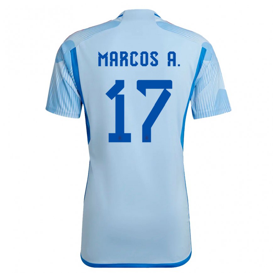 Herren Spanische Marcos Alonso #17 Himmelblau Auswärtstrikot Trikot 22-24 Luxemburg