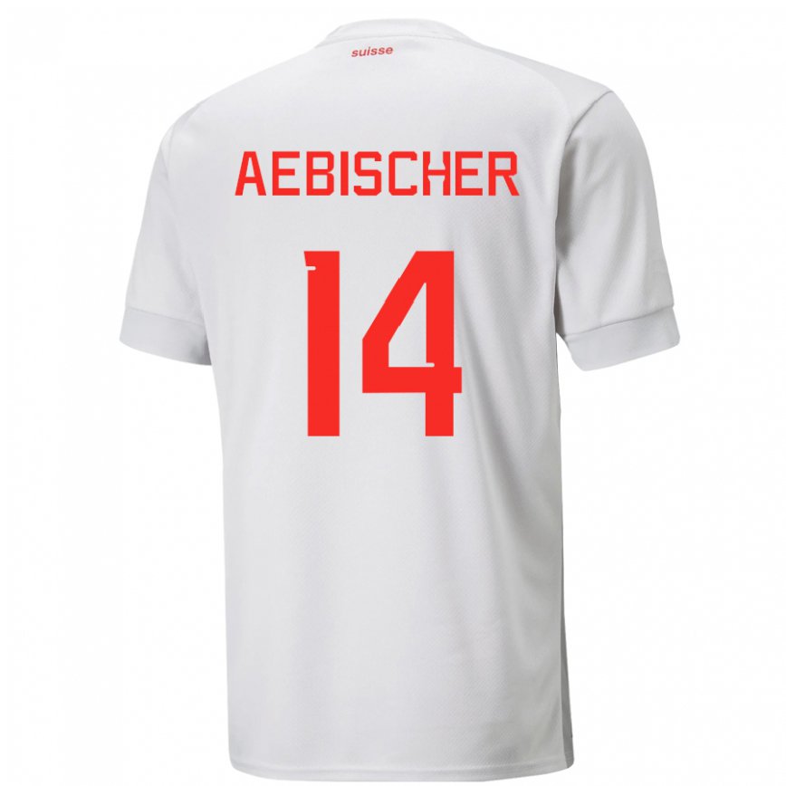 Herren Schweizer Michel Aebischer #14 Weiß Auswärtstrikot Trikot 22-24 Luxemburg