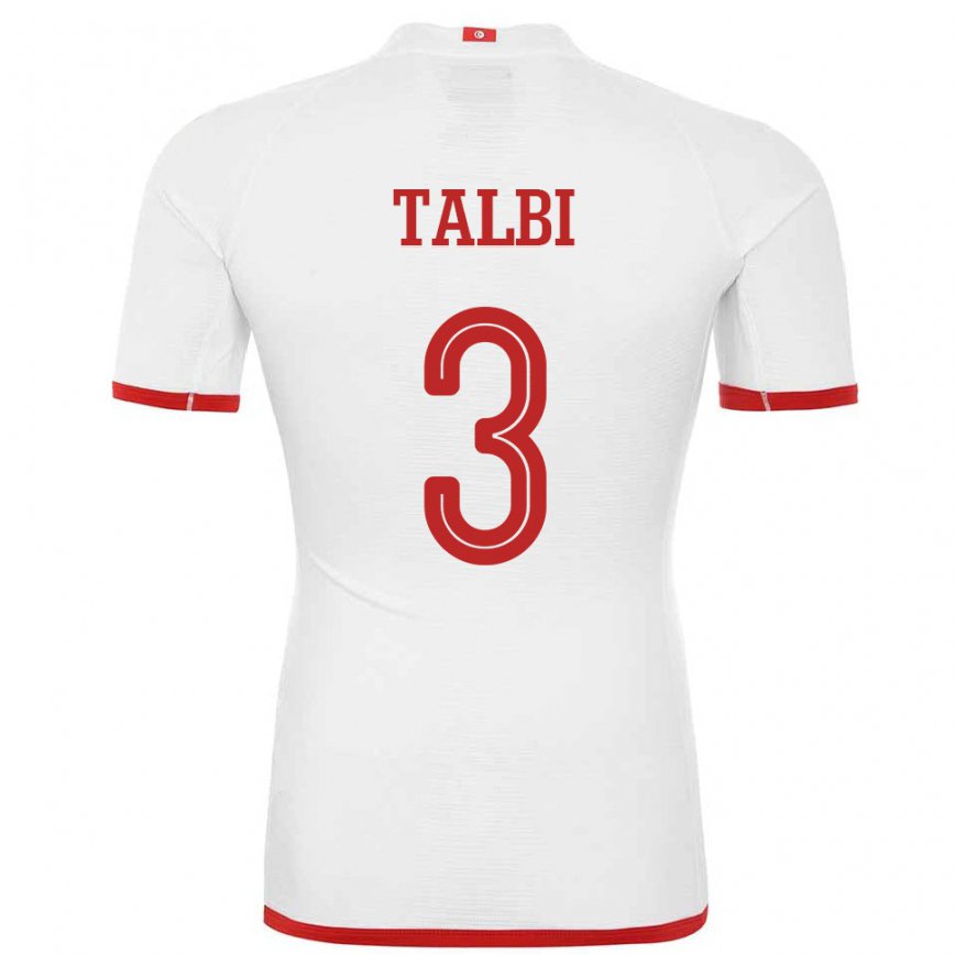 Herren Tunesische Montassar Talbi #3 Weiß Auswärtstrikot Trikot 22-24 Luxemburg