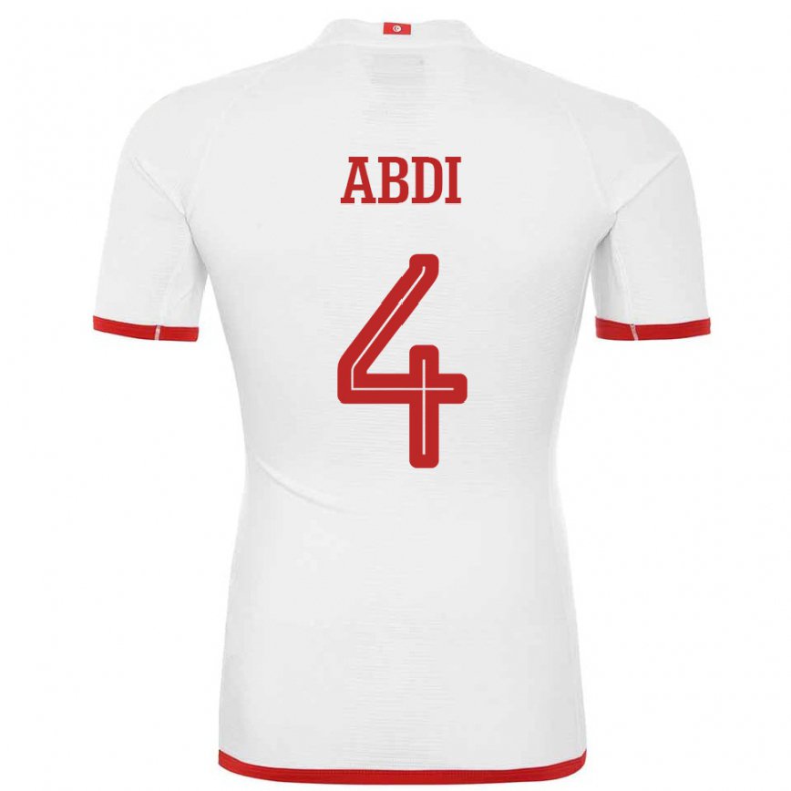 Herren Tunesische Ali Abdi #4 Weiß Auswärtstrikot Trikot 22-24 Luxemburg