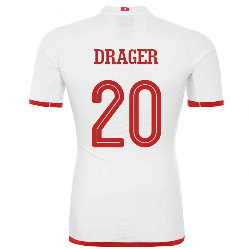 Herren Tunesische Mohamed Drager #20 Weiß Auswärtstrikot Trikot 22-24 Luxemburg