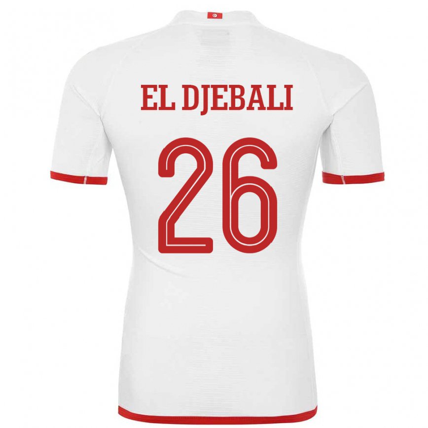 Herren Tunesische Chaim El Djebali #26 Weiß Auswärtstrikot Trikot 22-24 Luxemburg