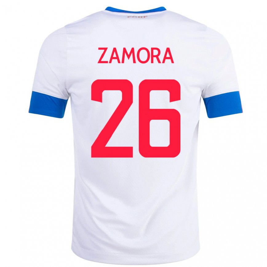 Herren Costa-ricanische Alvaro Zamora #26 Weiß Auswärtstrikot Trikot 22-24 Luxemburg