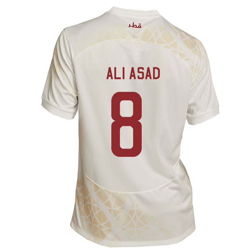 Herren Katarische Ali Asad #8 Goldbeige Auswärtstrikot Trikot 22-24 Luxemburg