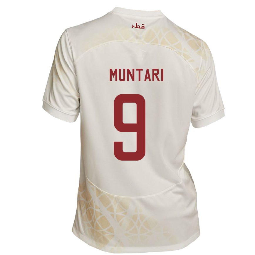 Herren Katarische Mohammed Muntari #9 Goldbeige Auswärtstrikot Trikot 22-24 Luxemburg