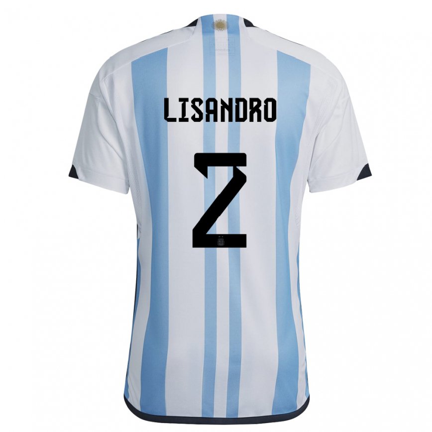 Damen Argentinische Lisandro Martinez #2 Weiß Himmelblau Heimtrikot Trikot 22-24 Luxemburg